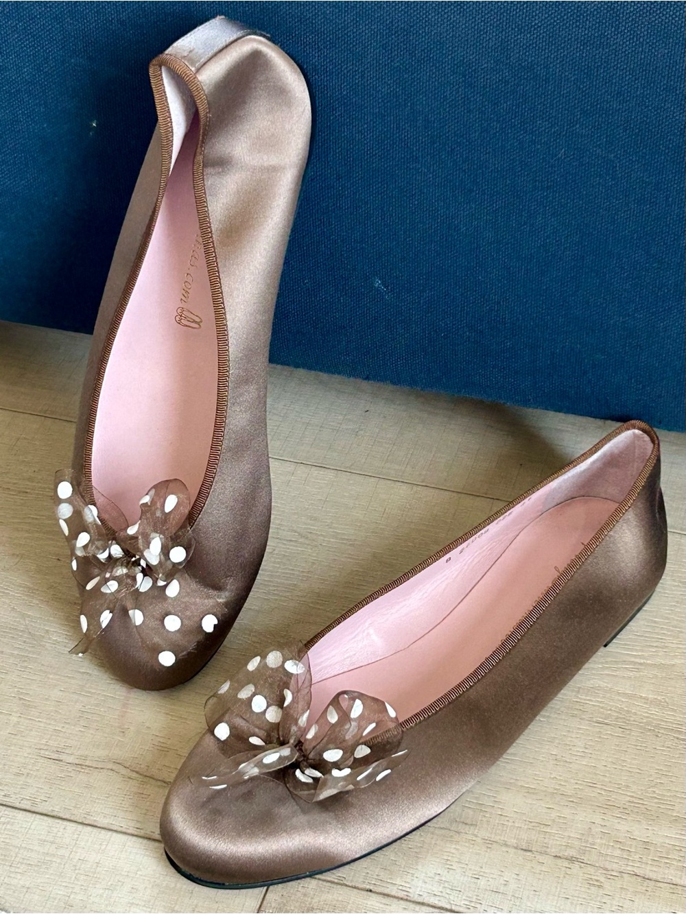 Taupe bow front ballet flats